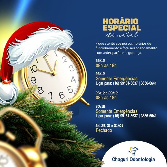 HORÁRIOS PARA AGENDAMENTO FIM DE ANO