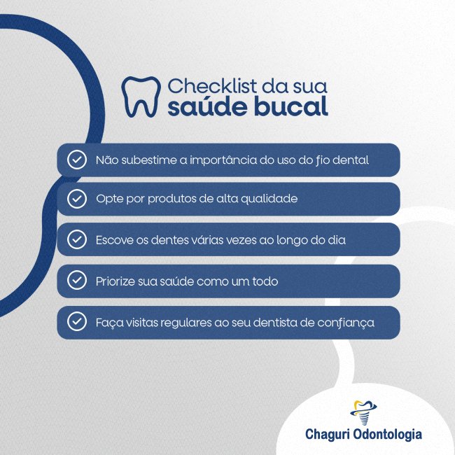CHECKLIST DA SUA SAÚDE BUCAL